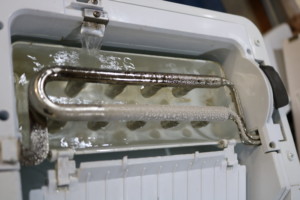 Ice being made in the portable icemaker.